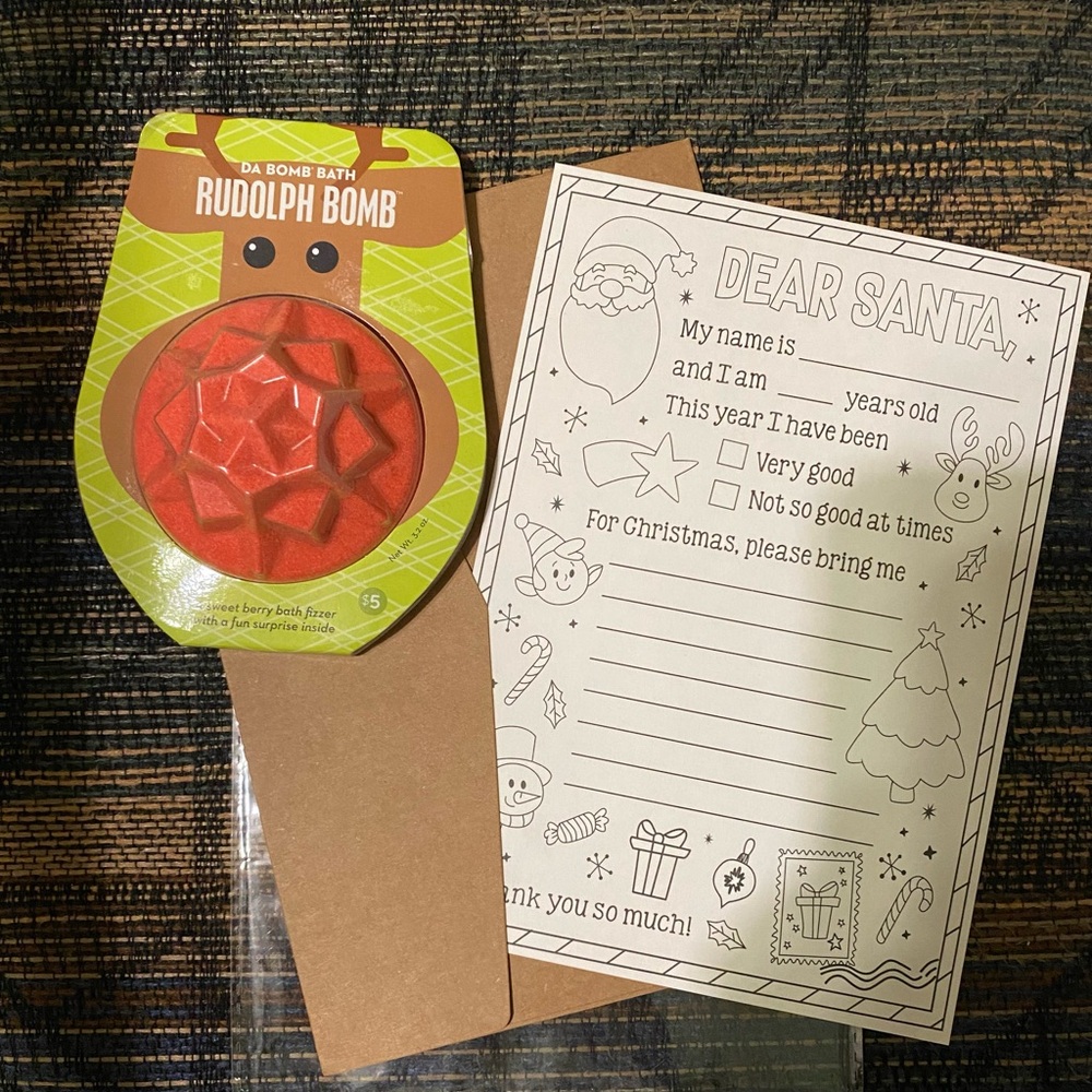 Rudolph Bomb Bath Sweet Berry Fizzer & Dear Santa Letter